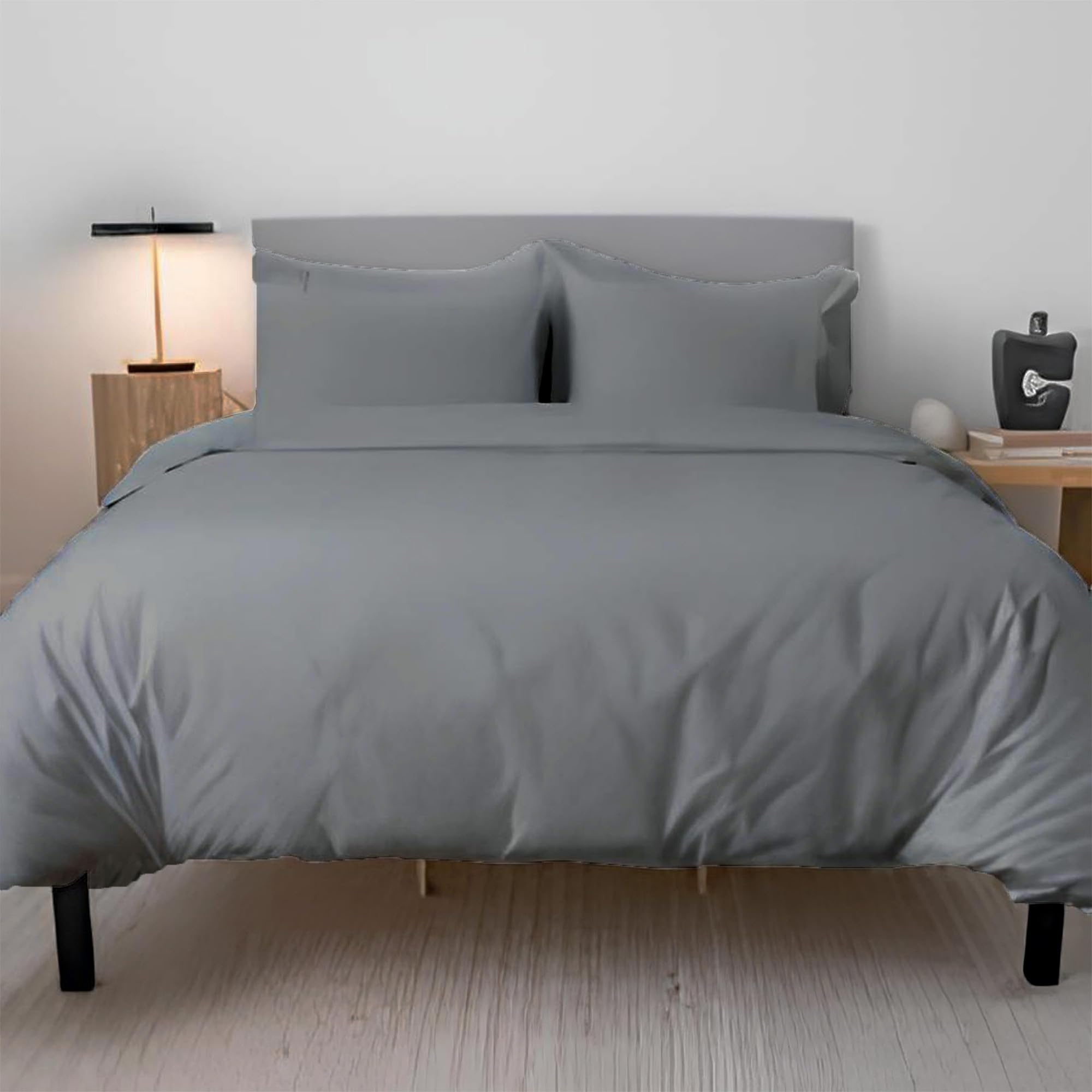EverSoft Bedding 3PCS 100% Egyptian Cotton Single Size Duvet Cover Set with Fitted Sheet & 1x Pillowcase 400 Thread Count Single Duvet Cover Set