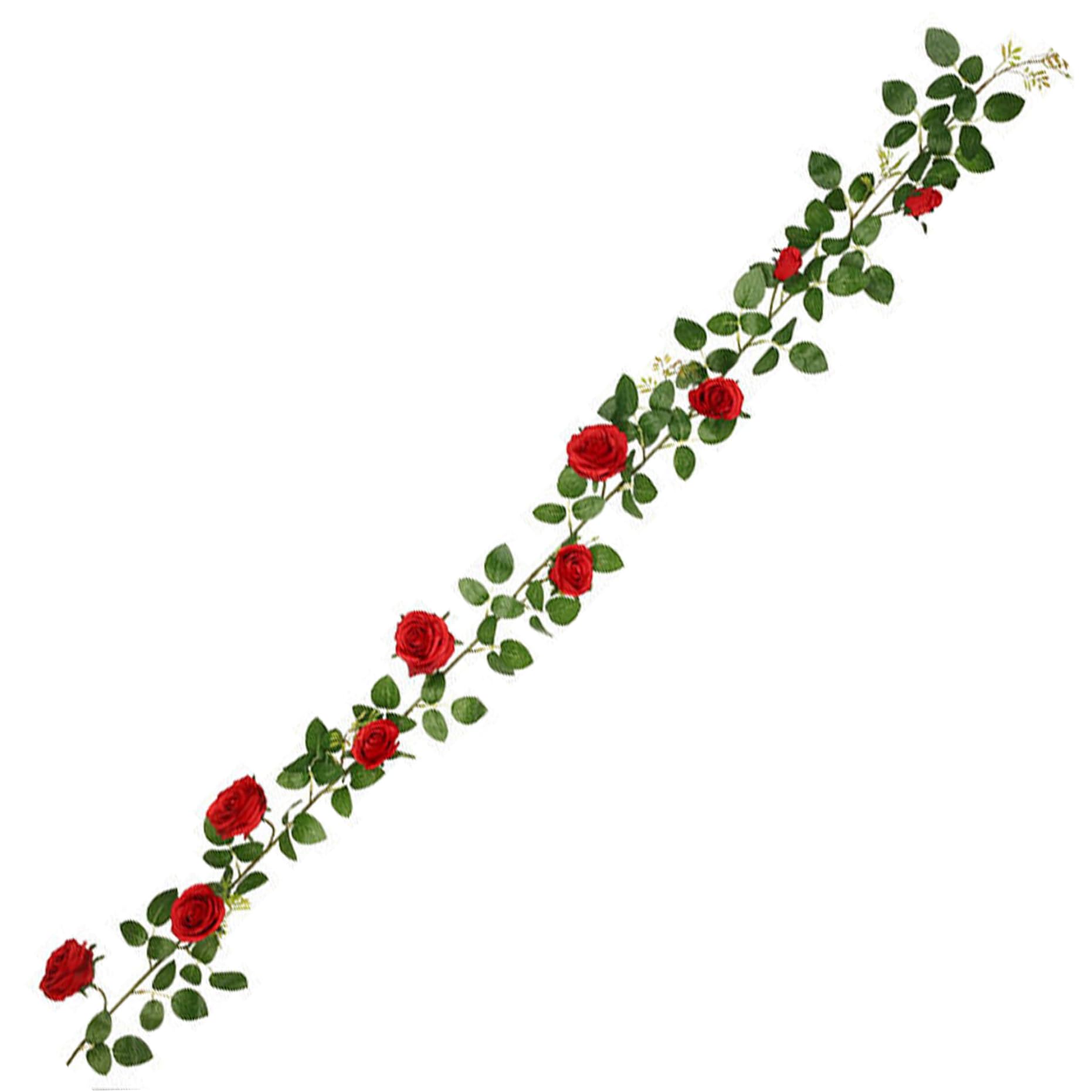 Hotainoys Red 20Led 6.5Ft Artificial Flower Rose Vine String Lights, Battery Powe Rose Flower Garland Plant Fairy Light For Valentine's, Wedding Decoration (Red) Garland
