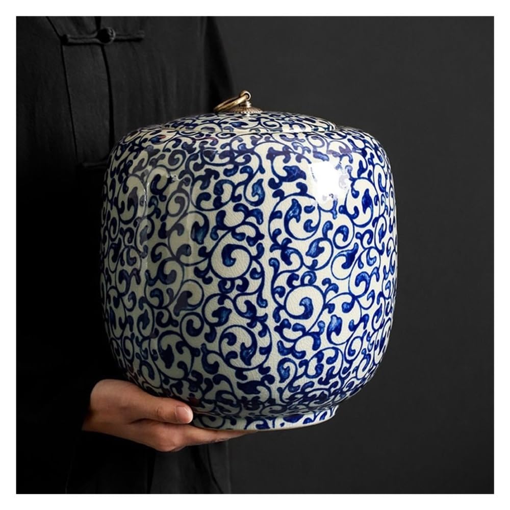 Pojemnik na herbatę Chiński pojemnik na herbatę ceramiczny słoik uszczelniający duży magazyn do przechowywania w gospodarstwie domowym Retro luźny liść uniwersalny(L)