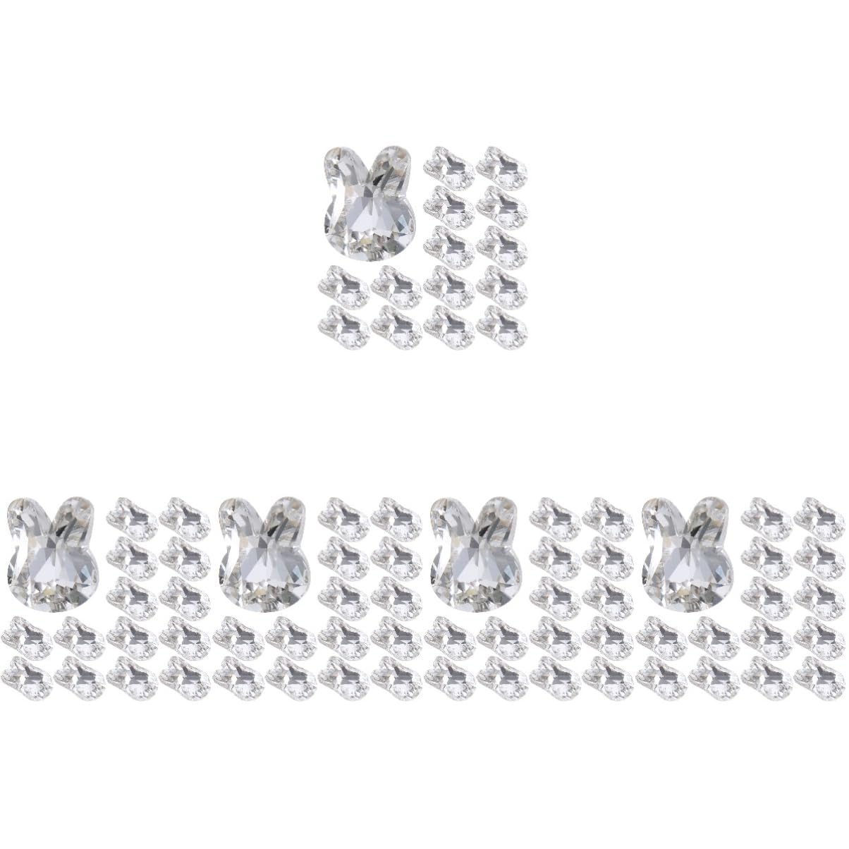 FRCOLOR 100pezzi Ciondoli Unghie Forma Di Coniglio Con Strass Per Decorazione Nail Art Accessori Per Salone Di Bellezza e Manicure Fai Da Te Per Donne e Ragazze