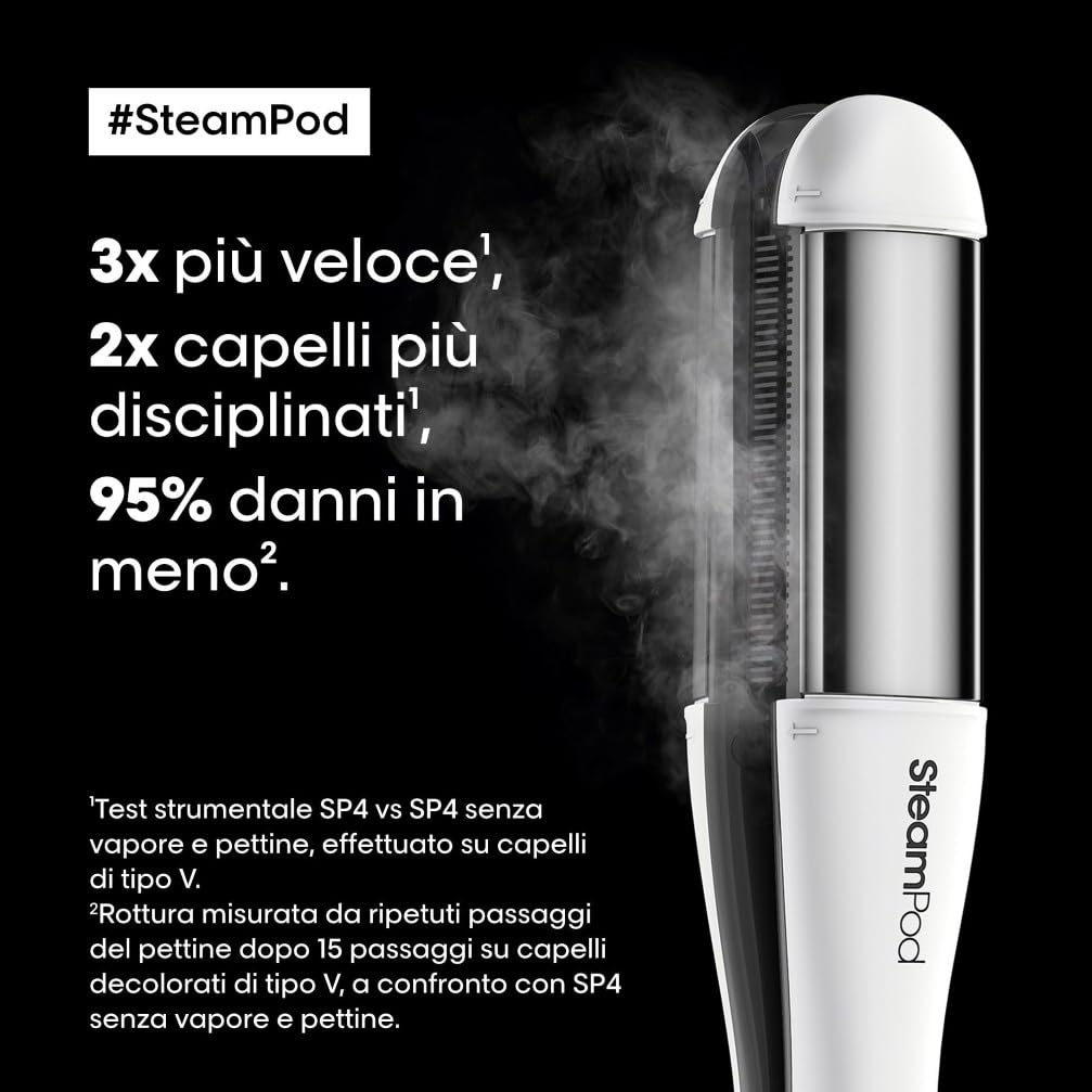 L'Oréal Professionnel Paris | SteamPod 4, Piastra per Capelli Professionale Tutto in Uno, Con Tecnologia a Vapore, Per Qualsiasi Look dal Liscio al Riccio, Per Tutti i Tipi di Capelli