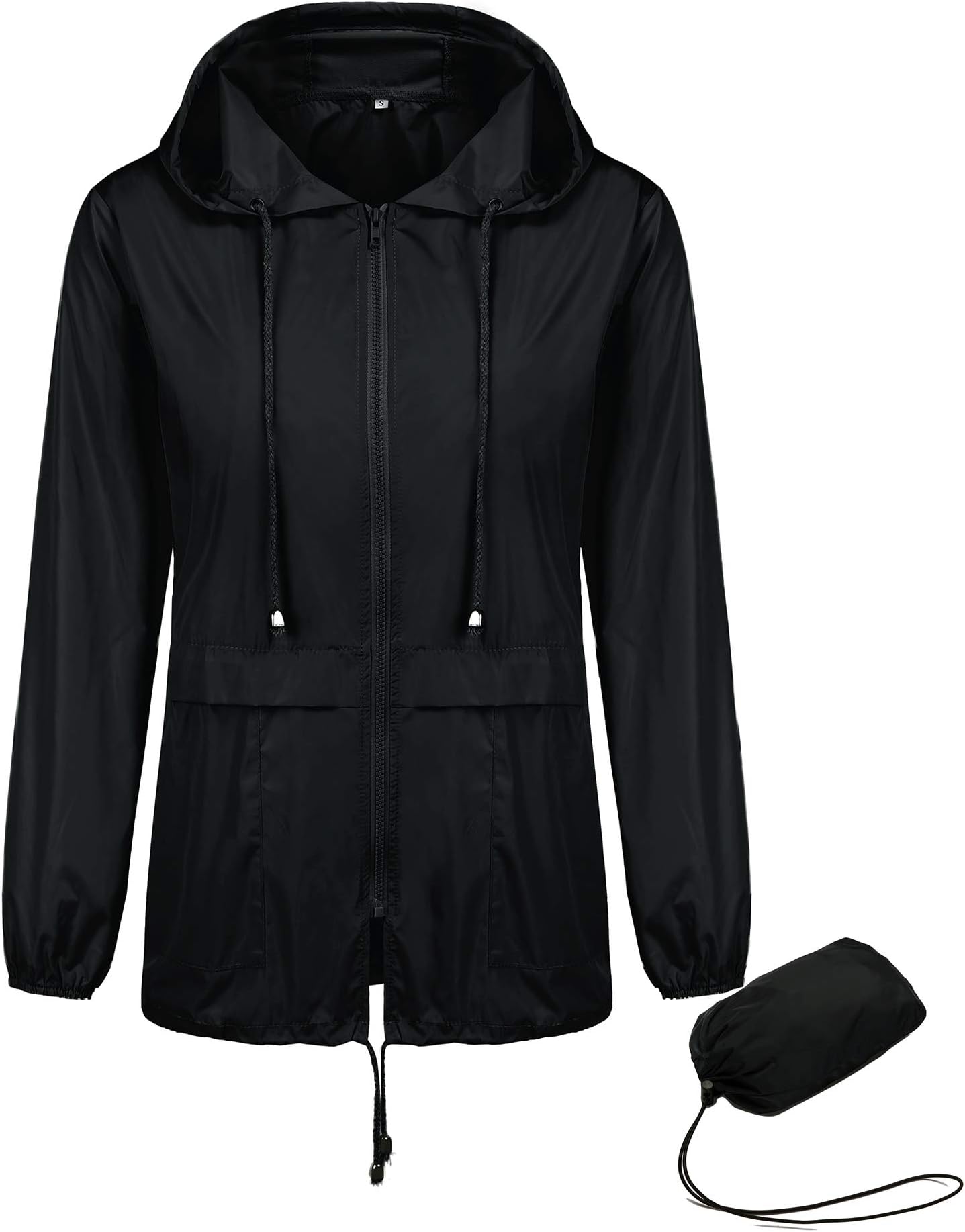 Doreyi Ladies Running Jacket Waterproof Lightweight rain Jacket Packaway Raincoat Womens