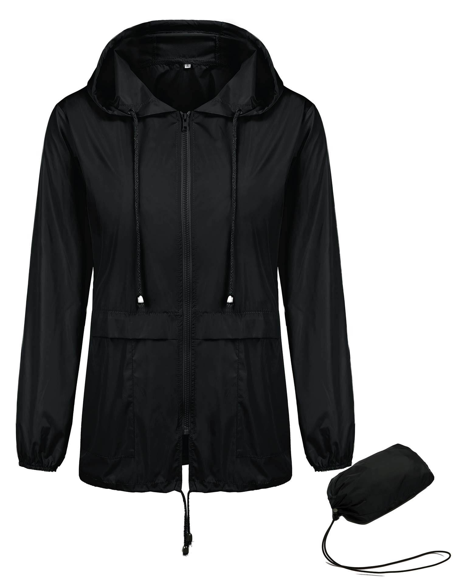 Doreyi Ladies Running Jacket Waterproof Lightweight rain Jacket Packaway Raincoat Womens
