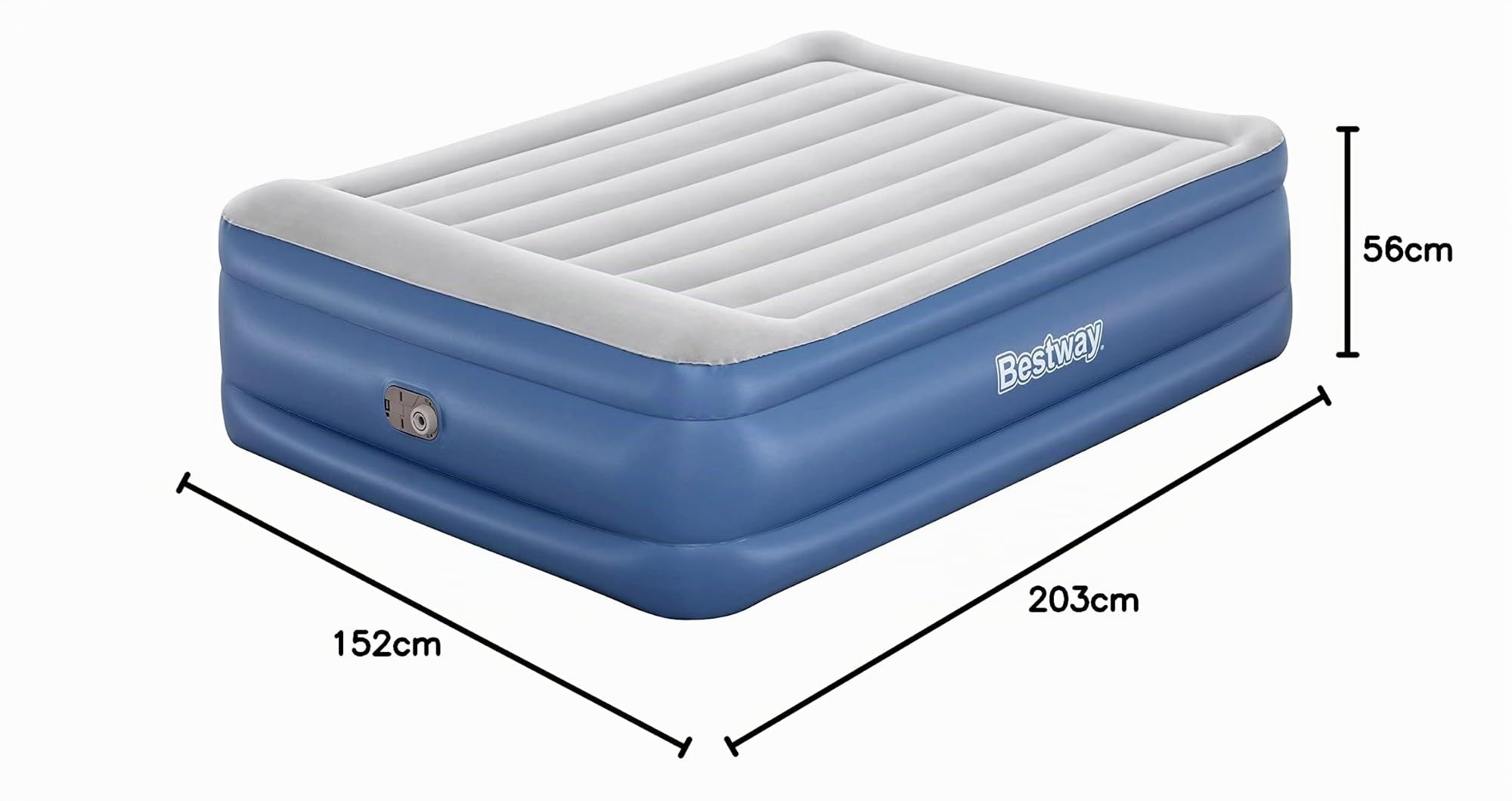 Bestway 80" x 60" x 22"/2.03m x 1.52m x 56 cm Tritech Air Mattress Queen Built-in AC Pump