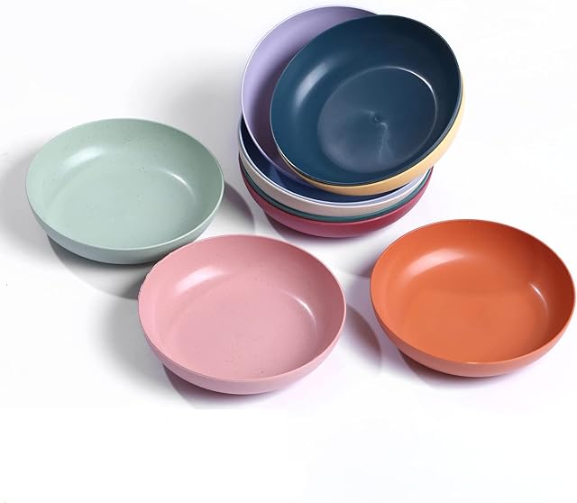 WANBY Plastic Plates 10 Pcs Lightweight 5.6" Plastic Plates Unbreakable Dinner Dishes Plates Set Non-Toxin Dishwasher & Microwave Safe BPA Free and Healthy