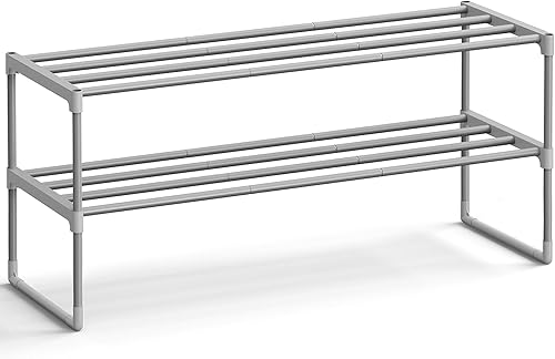 Miniatura 16 de SONGMICS Zapatero, Organizador de Zapatos de 3 Niveles, Estante de Almacenamiento de Metal, Vertical o al Revés, para 16-20 Pares, Apilable, para