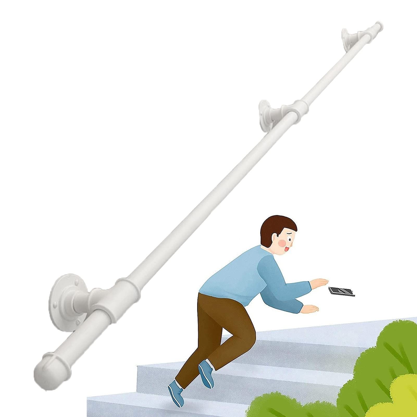 Main courante blanche en fer de 2,5m pour escalier loft et PMR