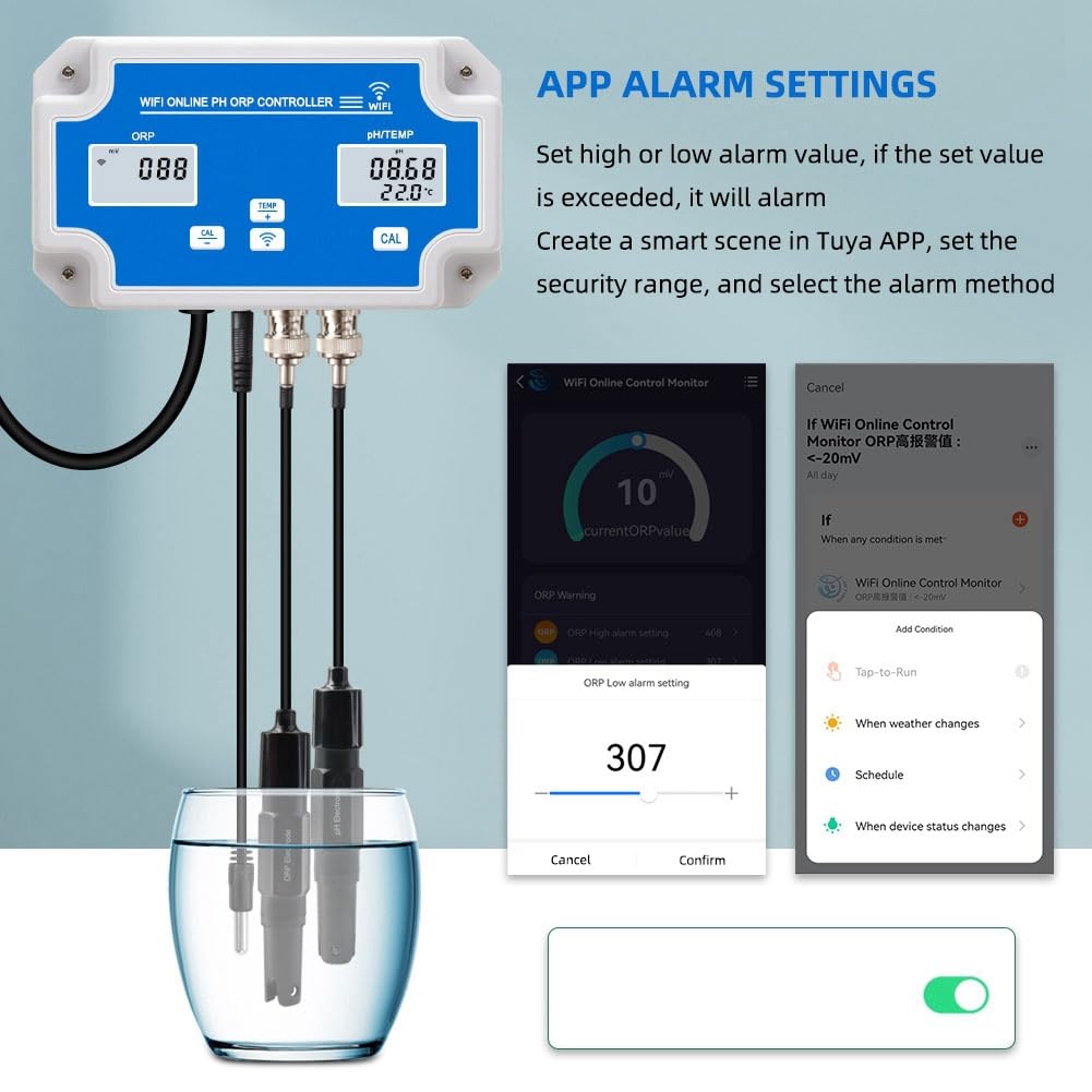 Smart WIFI Misuratore Online PH ORP Temp Acquario Tester di Qualità 'Acqua Kit Controller Monitor per Piscina Spa Spina Europea
