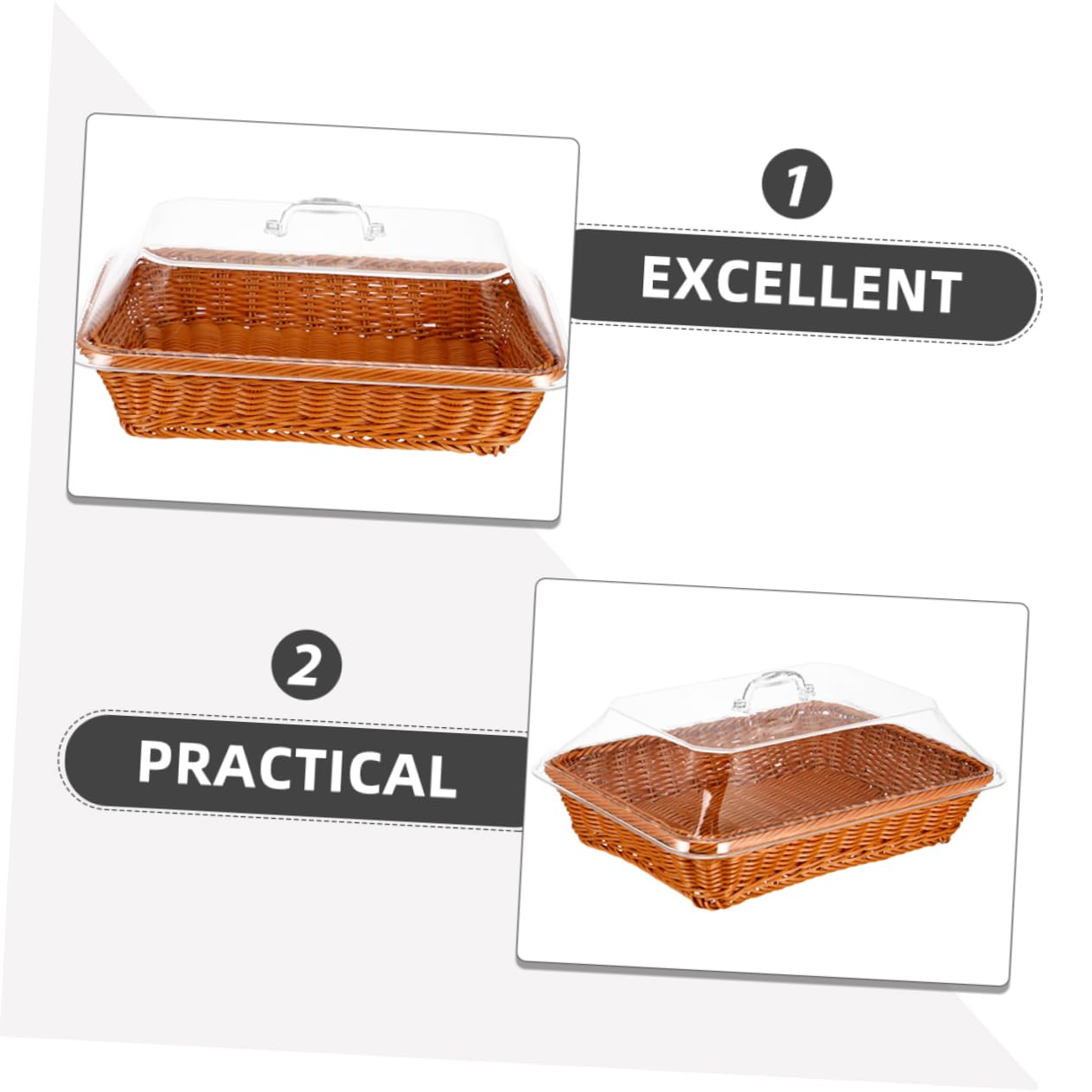 Cabilock Cesta De Ratán Tejida Mano Para Almacenamiento Con Tapa Para Guardar Pan y Frutas De Picnic Para Acampar Al Aire