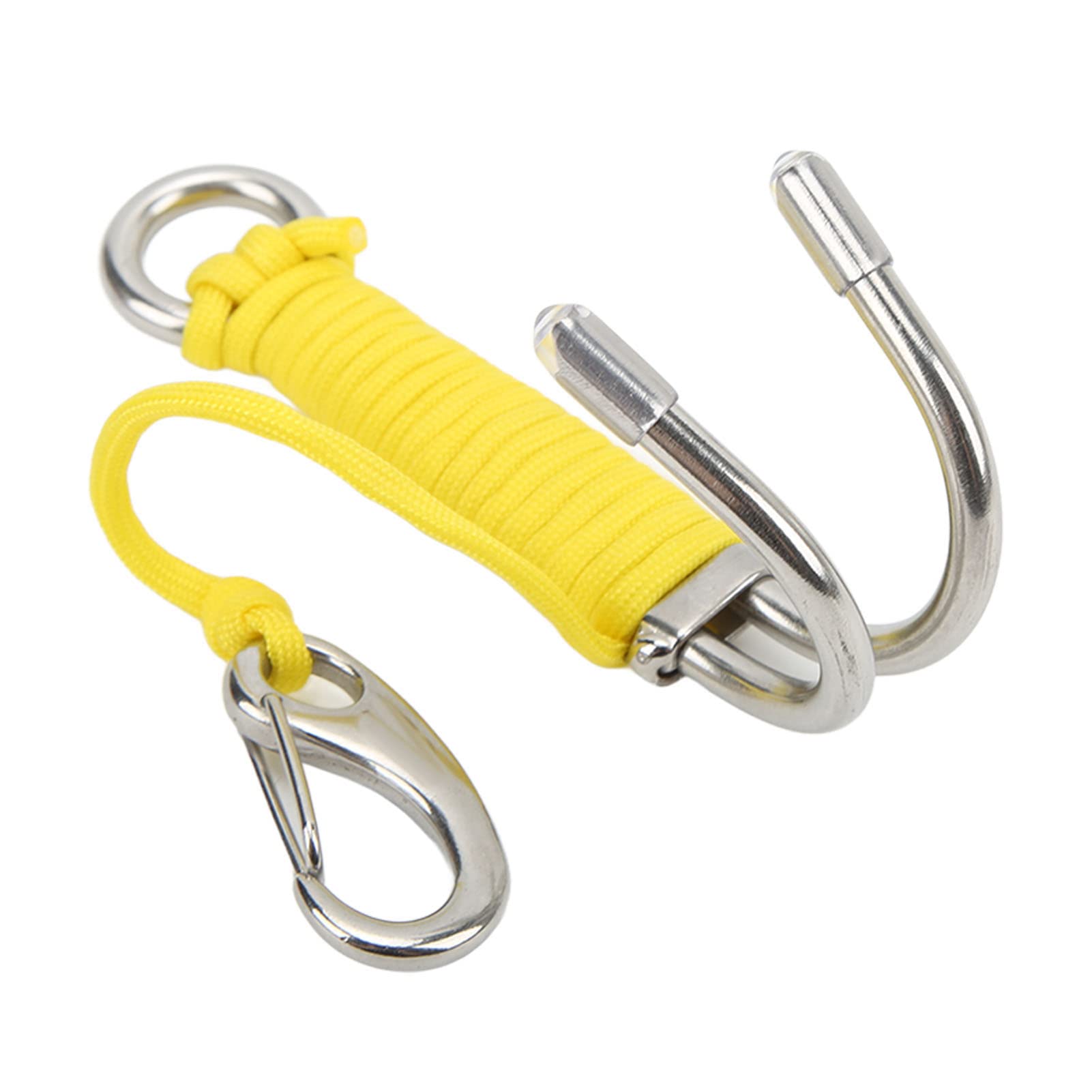 Dive Hook, Stainless Steel Diving Double Hook with Line Siwming for Cave Dive (Yellow)