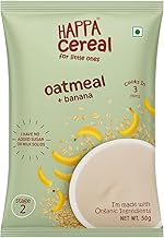 Happa Oatmeal and Banana Cereal for Babies | Only 2 Ingredients | No Sugar, Oil, Milk Powder, Flavours or Colours | Traditional Porridge Recipe | Cooks in 3 Minutes | Stage 2 (6 Months+) | 50g Pack