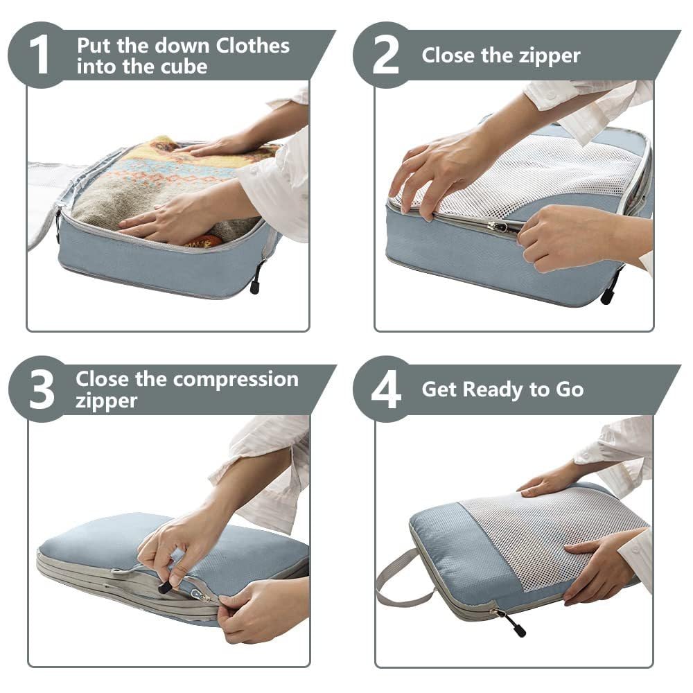6 sacchetti sottovuoto per vestiti, 3 misure, sacchetti a compressione da viaggio, sacchetti sottovuoto riutilizzabili, per vestiti, coperte, asciugamani, biancheria da letto