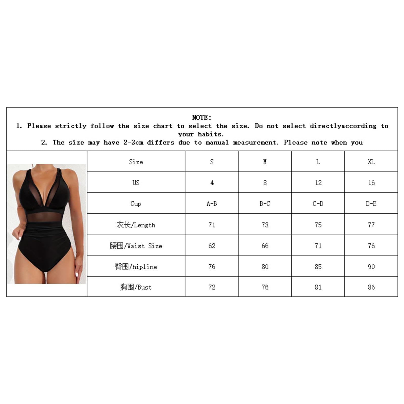 Jednoczęściowy strój kąpielowy damski jednoczęściowy strój kąpielowy z siateczką jednoczęściowe bikini z dekoltem w serek bez pleców seksowna kąpiel-czarna-s