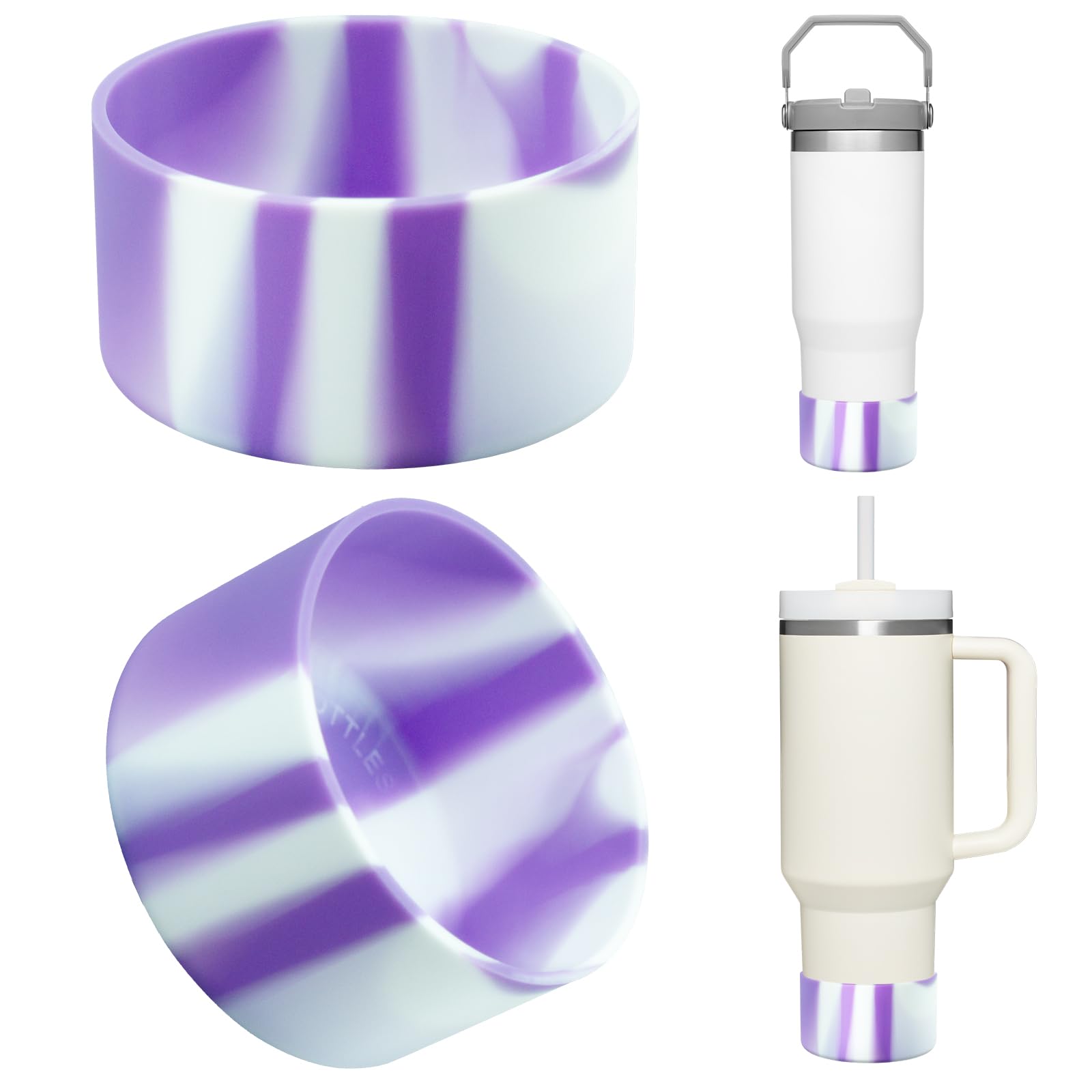 Upgrade 2PCS Protective Silicone Boot Bumper for Stanley Quencher Adventure 40oz 30oz IceFlow 20oz 30oz Tumbler, Water Bottle Bottom Sleeve Cover