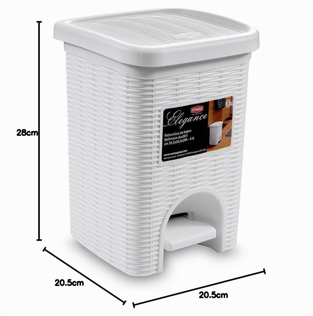 Stefanplast 2075920 Elegancia White Trash plástico 21 x 21 x 28 cm