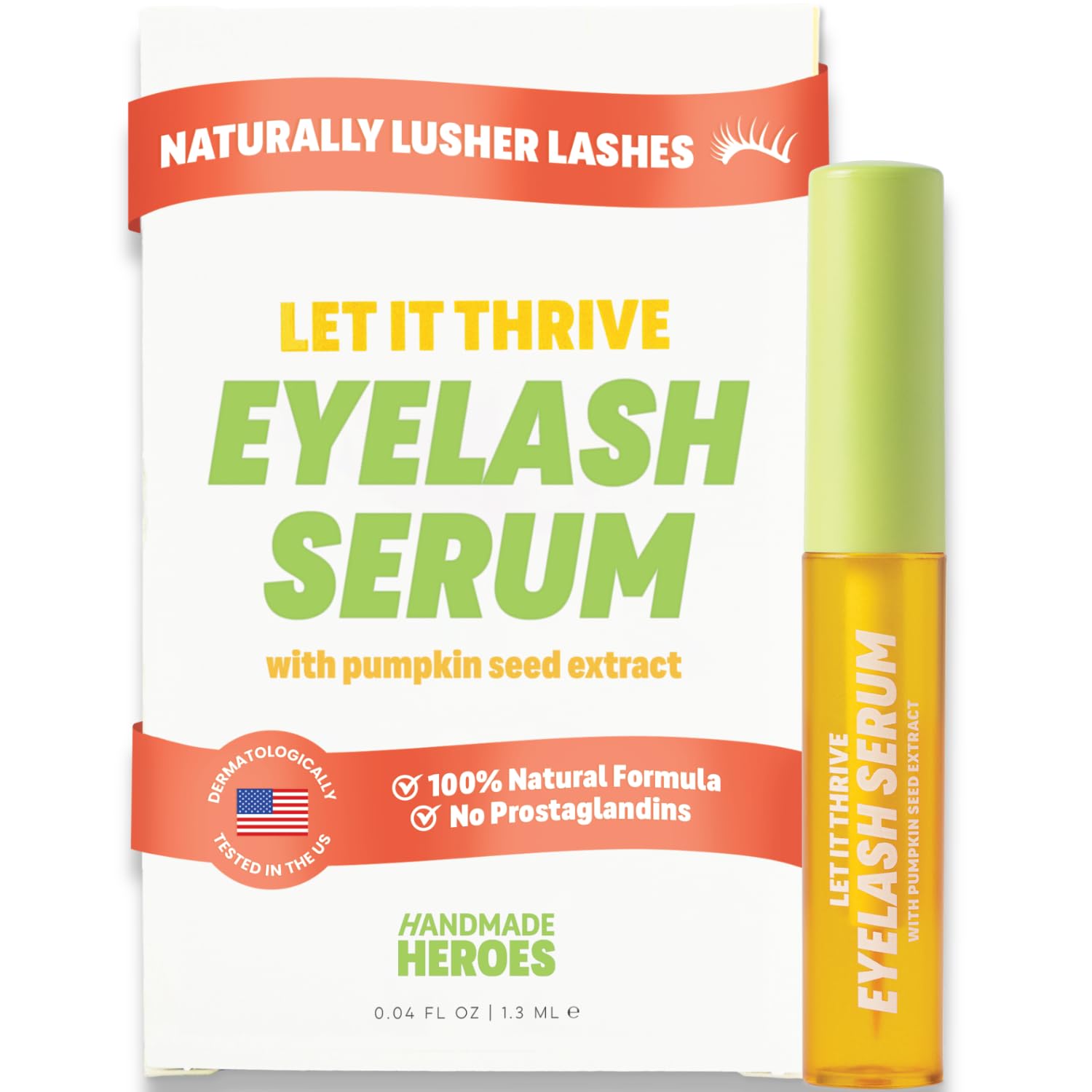 Handmade Heroes 100% Natural Eyelash Serum - Rosemary and Pumpkin Seed Oil for Fuller and Longer Looking Eyelashes, Lash Enhancing Serum for Natural Lashes, Extensions & Eyebrows