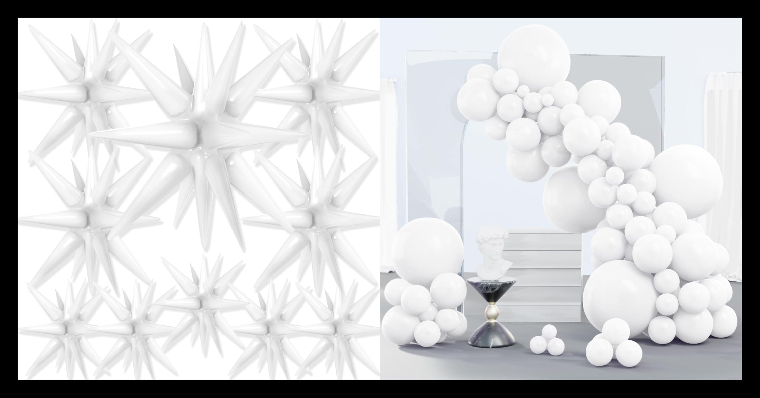 PartyWoo White Star Balloons 10 pcs and PartyWoo White Balloons 140 pcs