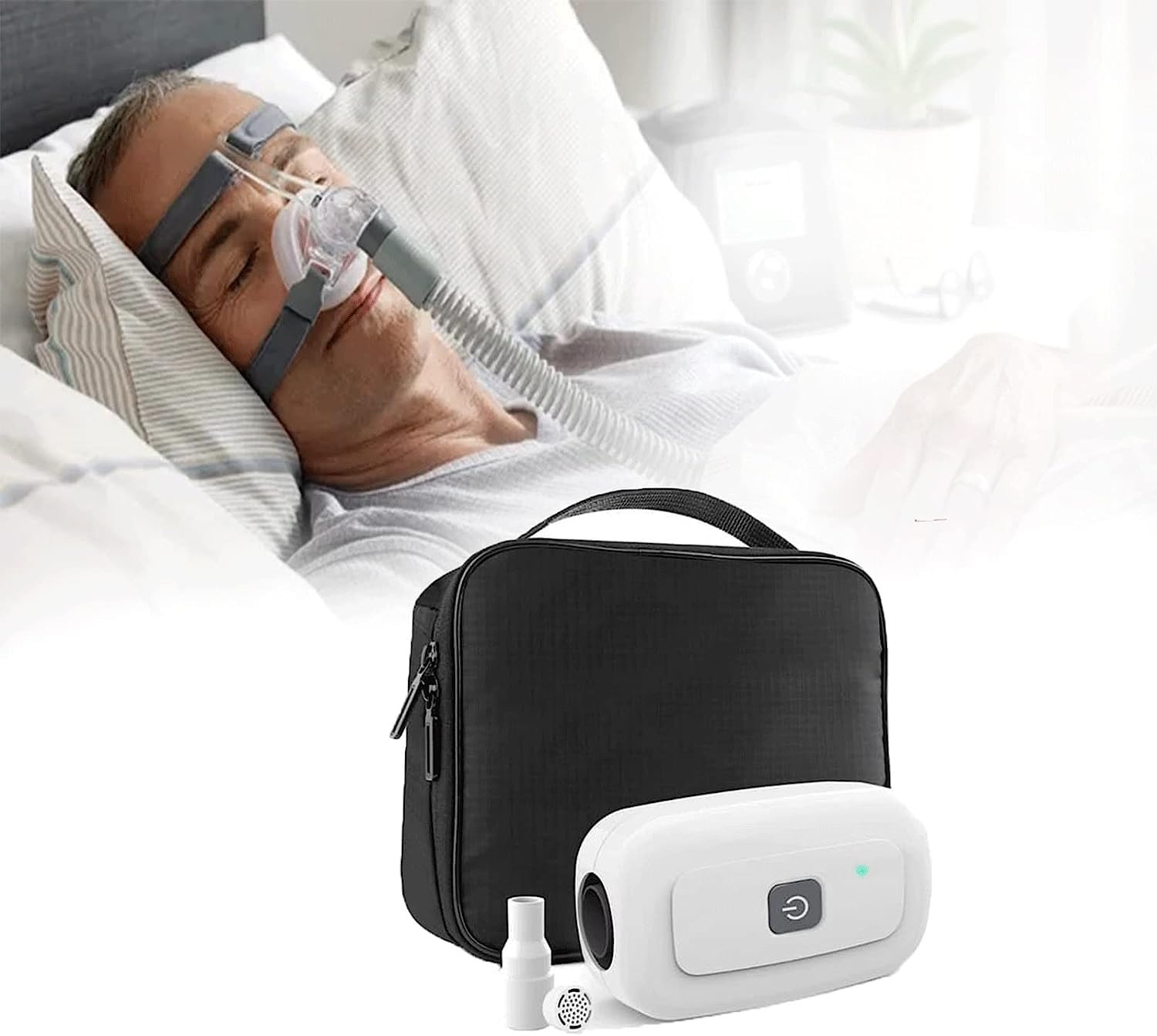 Limpiador Y Esterilizador CPAP, Máquina De Limpieza CPAP Profesional For Mascarilla CPAP, Herramienta De Desinfección Y Desinfección De Respiradores con Ozono Y Adaptador