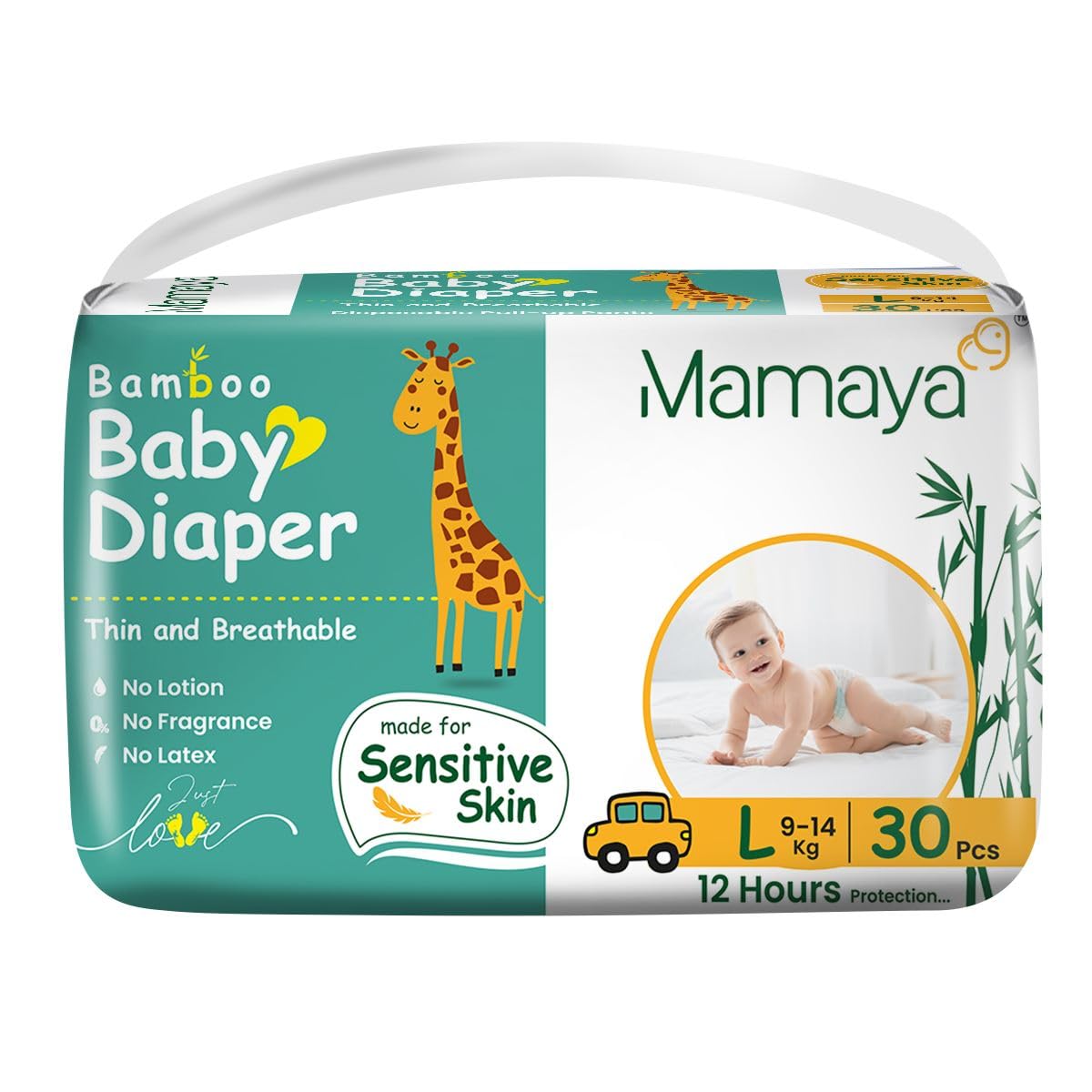 Mamaya Bamboo Baby Diaper Pants, Large (L) Size - Pack of 30 | Thin, Breathable & Rash-Free Disposable Diapers | Special Diaper L Size Pants Offer-image-33