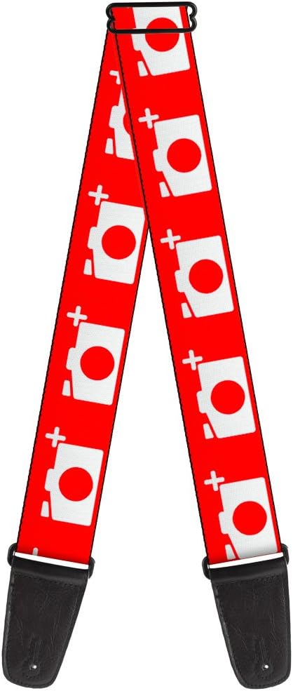 Buckle-Down Guitar Strap Camera Red White 2 Inches Wide