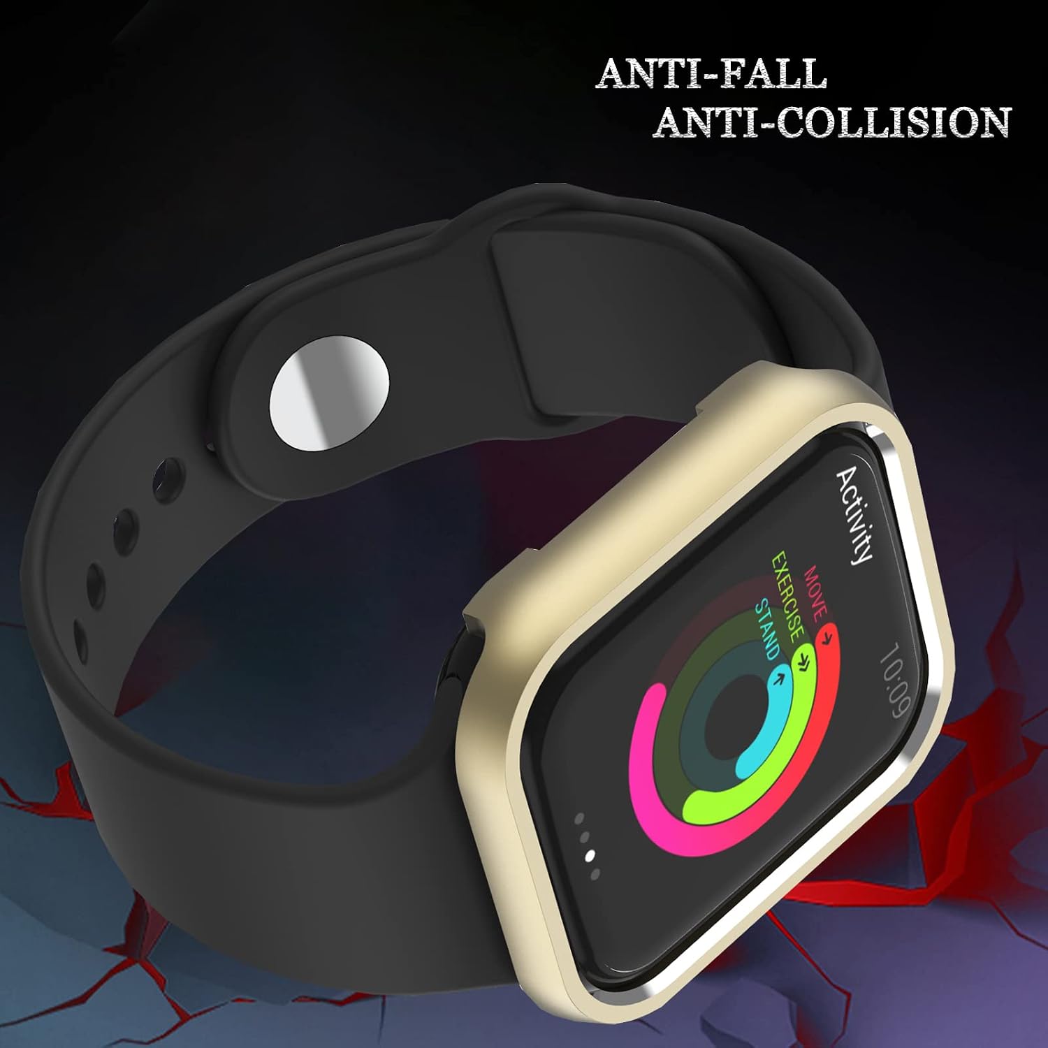 Compatible for Apple Watch Series 9 8 7 Case 41mm Gold,NINKI Luxury Aluminium Face Protective Bumper for Apple Watch Series 9 Case 41mm iWatch 8 Protective Cover Men Women