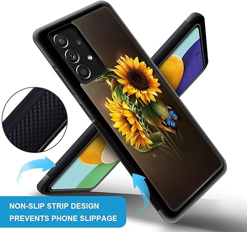 Miniatura 3 de Funda compatible con Samsung Galaxy A32 4G, diseño de girasoles de mariposa azul, 1 funda de alta definición a prueba de golpes, antideslizante,