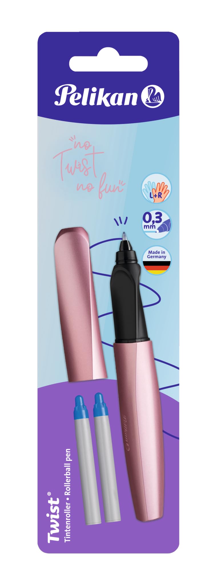 Pelikan Rollerball Twist® per destrimani e mancini, Berry Pink