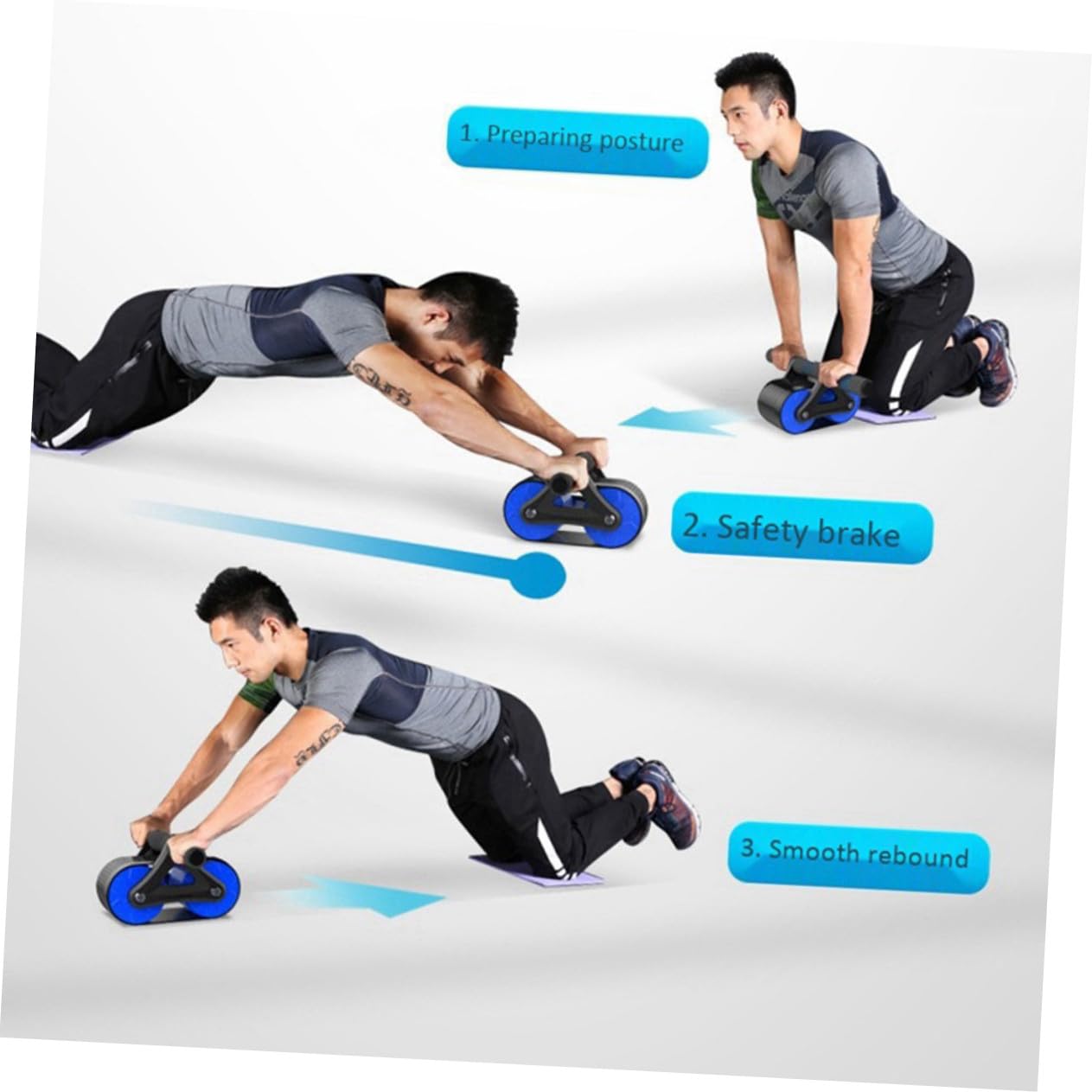 TOYANDONA Ruota Addominale Fitness con Impugnatura in Gomma Abs Design Ruota Spessa per Allenamento Core Completo Attrezzo Palestra Casa Uomo Donna Roller Addominali Silenzioso per Perdita
