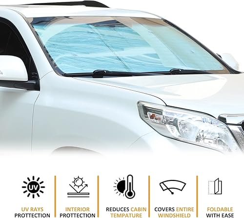 Miniatura 2 de Parasol para parabrisas de automóvil para Toyota Land Cruiser Prado FJ150 reflector de rayos UV plegable para ventana delantera y ventana completa,