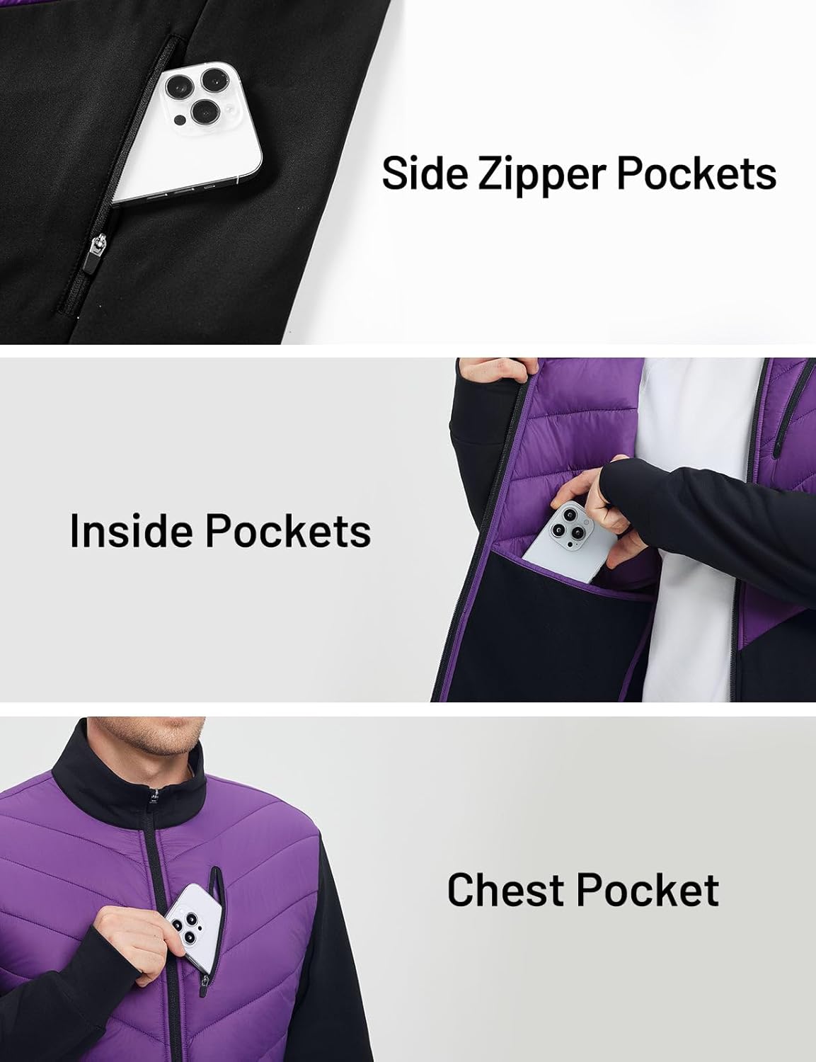 baleaf Men's Cycling Jacket Puffer Lightweight Coat Windproof Warm Winter 5 Pockets Packable Running Hiking - Image 6