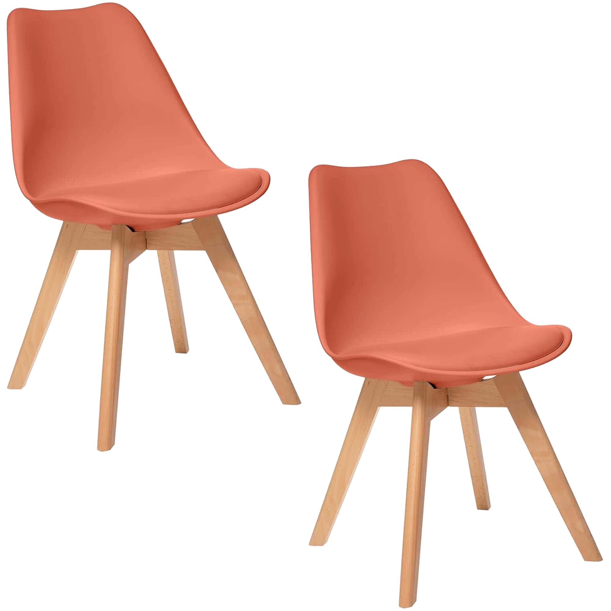 WELL HOME MOBILIARIO & DECORACIÓN Conjunto de 4 sillas en Color Terracota con Patas de Haya, L 48 x P 55 x H 81 cm, 44x51x86