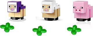 LEGO Minifigure Minecraft Animal Combo - Baby Cow, Baby Mooshroom Cow, and Baby Pig (with Minecraft Plants)