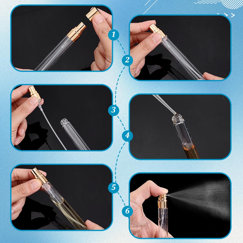 PH PandaHall 50pz Bottiglie di Profumo in Vetro 10ml Mini Flacone Spray Formato da Viaggio Atomizzatore di Profumo Vuoto per Oli Essenziali da Viaggio Regalo per Natale e Festa della Mamma