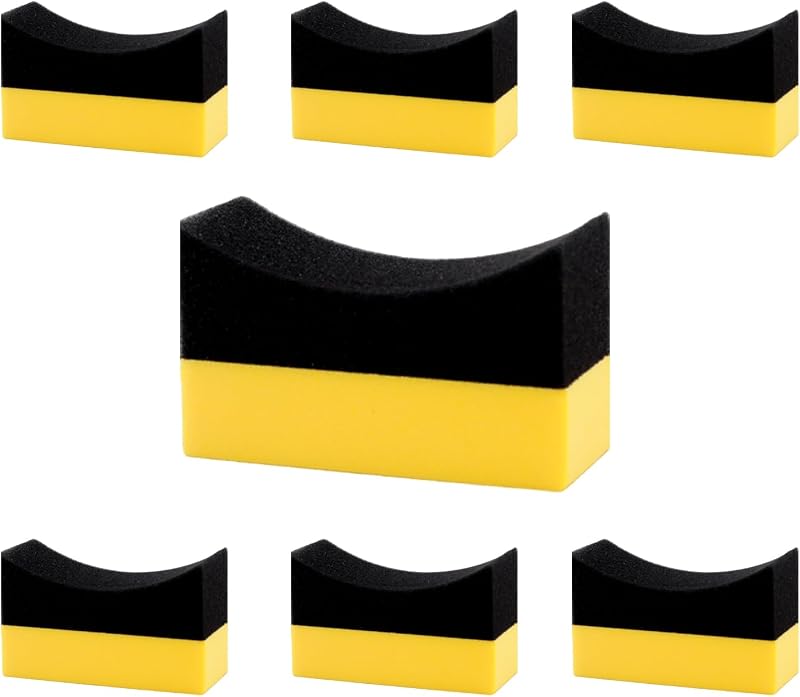 Kit com 7 esponjas amarelas para aplicação de brilho em pneus Adyoney