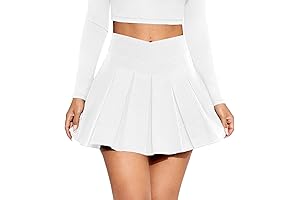 Women's Pleated Tennis Skirt V Waisted Golf Athletic Skort Workout Running Mini Skirts with Shorts