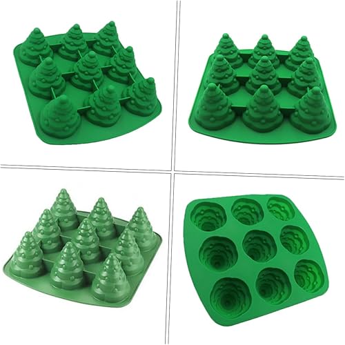 Miniatura 2 de BRIGHTFUFU Molde de cubo de hielo para pastel de árbol de Navidad, moldes de chocolate para hornear árbol de Navidad, molde de postre de silicona,
