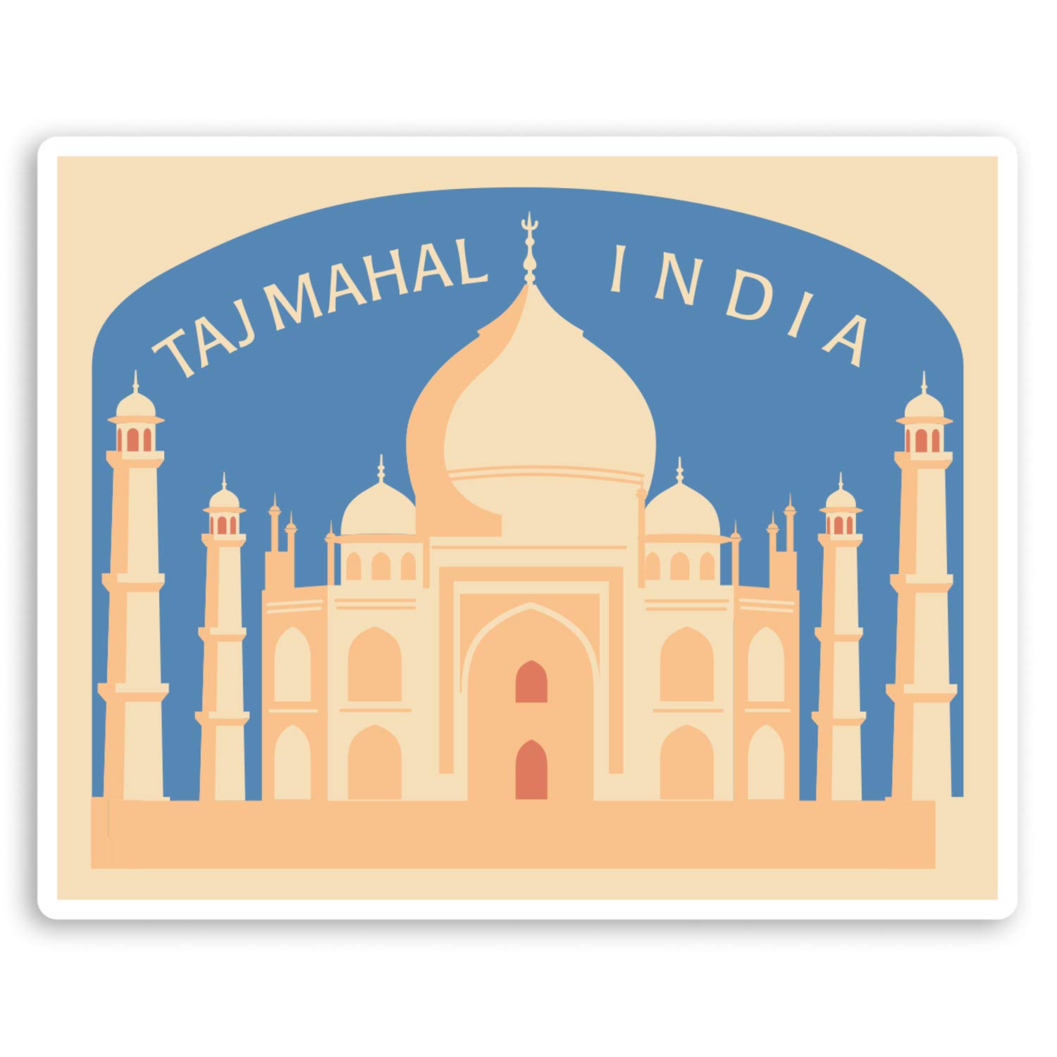 Destination Vinyl Ltd Multi 2 X 10Cm Taj Mahal Vinyl Stickers - Agra Travel Luggage Sticker #20939 (10Cm Wide)