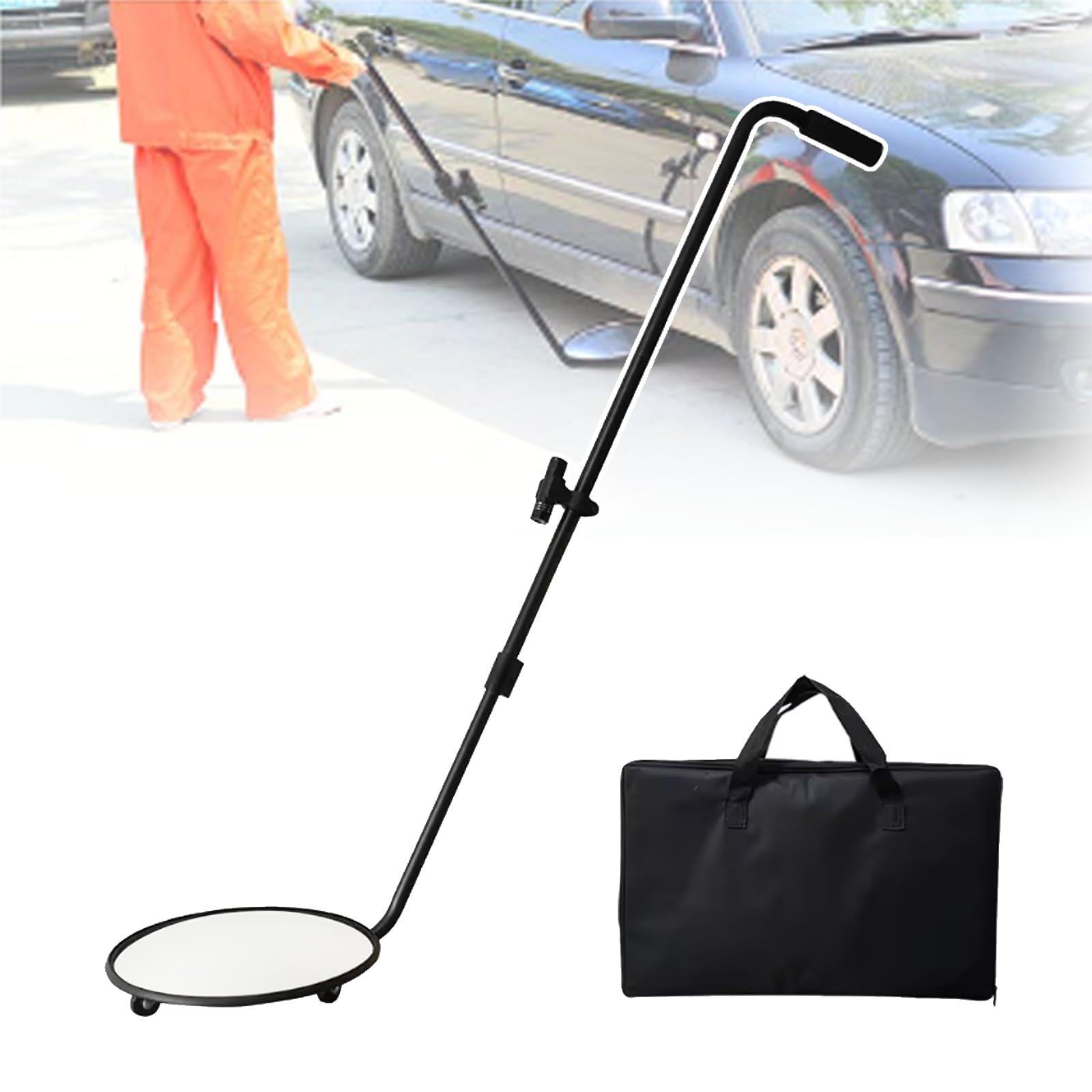 YNIYUJKL Under Vehicle Inspection Mirror - 12", Acrylic Convex Safety Mirror With Aluminum Combination Handle
