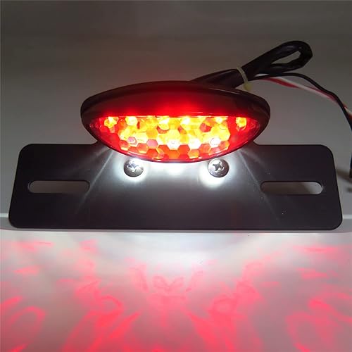 Miniatura 4 de HTTMT Cateye - Luz trasera para placa de matrícula de aleación grande Cafe Racer Bobber motocicleta