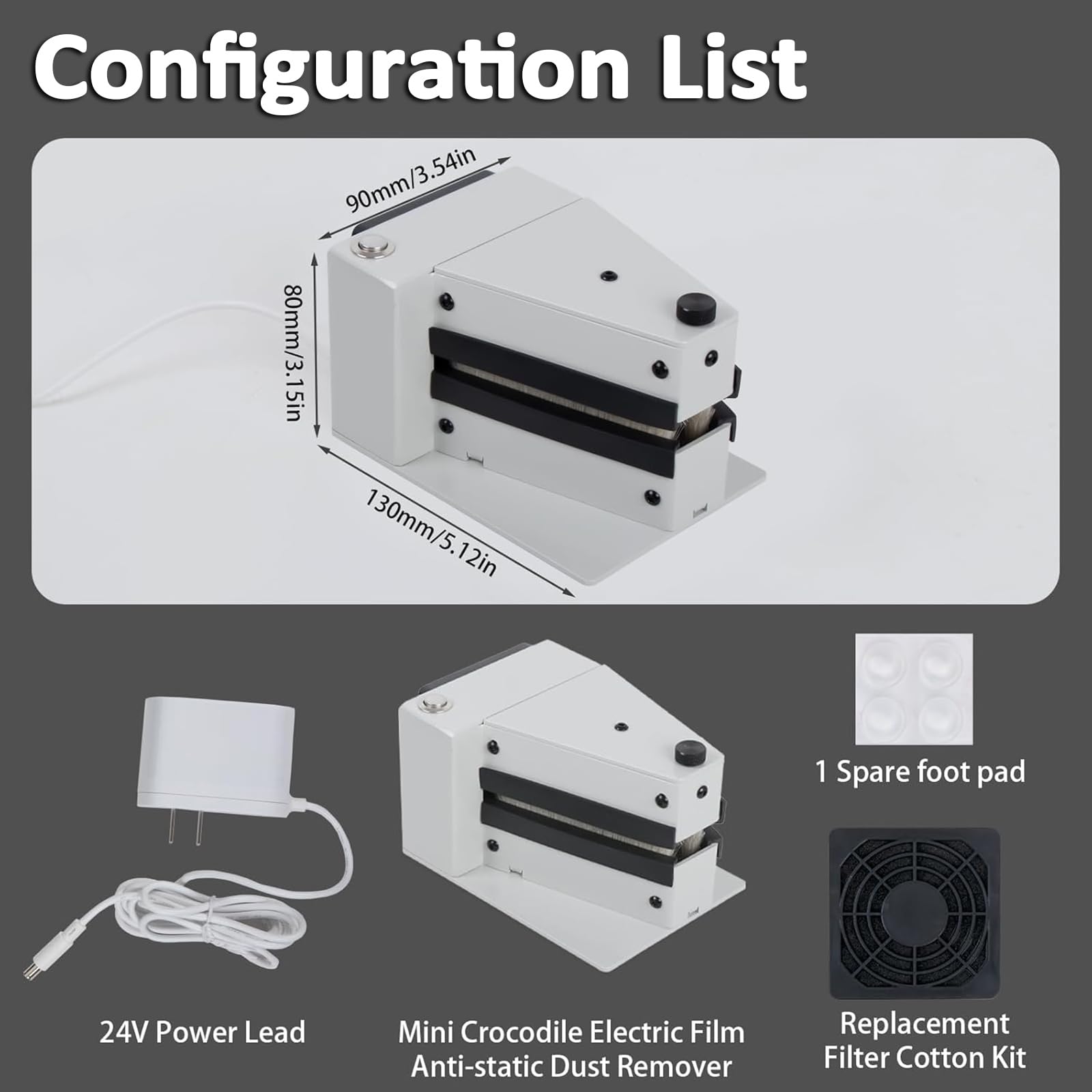 Colector De Polvo Antiestático Eléctrico para Película, con Cepillo De Lana, Ventilador Y Esponja Filtrante, Control De Presión Ajustable. para Películas De 135/120/4x5. para Cuarto Oscuro