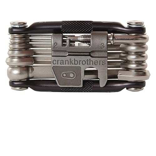 Crankbrothers Multi Tool M 17 Bike Tool - MTB Multi-Tool Nickel - 17 bicycle tools (17 in 1 tool), ergonomic and lightweight - Multi-Tool - Black/Silver
