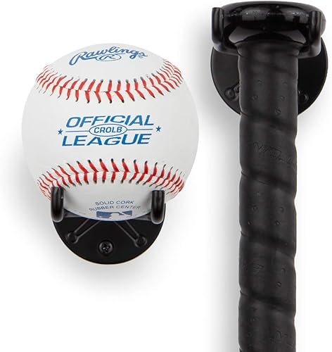 Miniatura 8 de Wallniture Sporta - Soporte de béisbol, soporte de pared para bate de béisbol para decoración de cueva de hombre, estante de almacenamiento de bolas