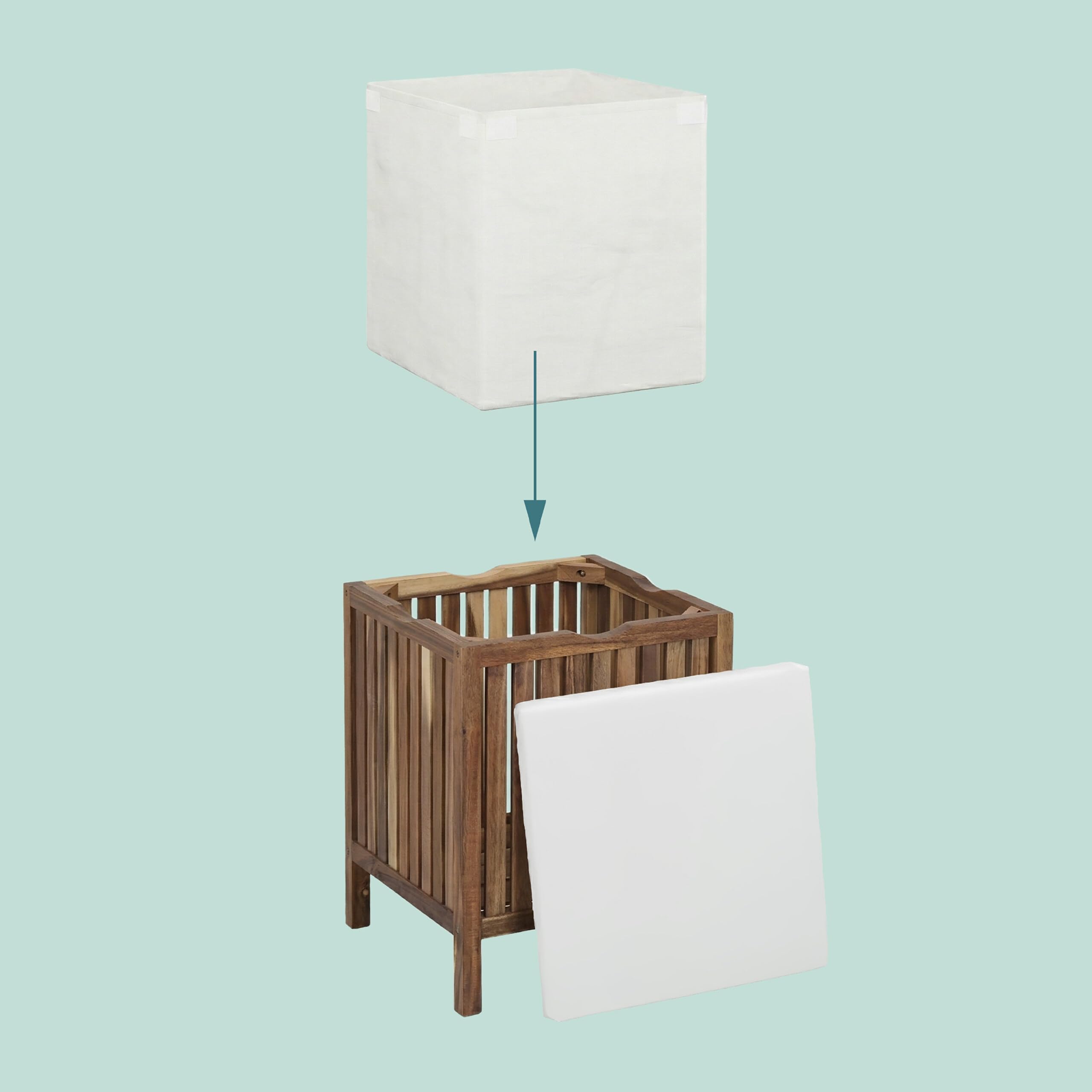 Relaxdays cesto portabiancheria con seduta, marrone e bianco