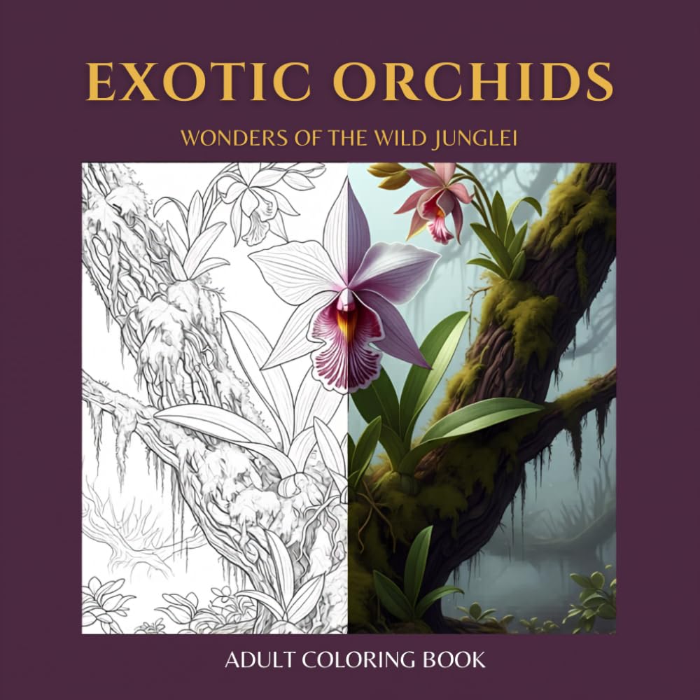 EXOTIC ORCHIDS: An Adult Coloring Book Featuring 40 Intricate Illustrations of Rare Orchids and Jungle Blooms with Scientific Names and Fascinating Facts: Volume 9 of the Mighty Nature Series