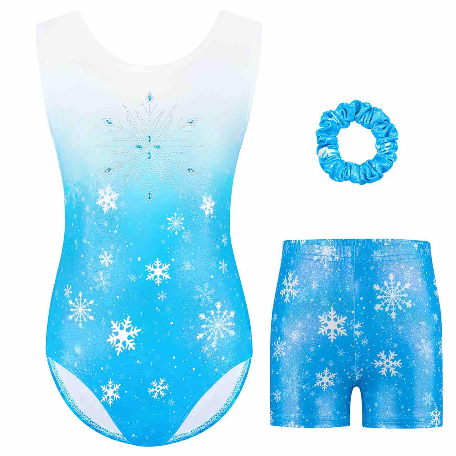Body Ginnastica Artistica Bambina Ragazze - Body da Ginnastica Ragazze a Maniche Lunghe e Senza Maniche con Colori Sfumati Pantaloncini e Fascia per Capelli, Atletica Body per Bambini 5-14 anni