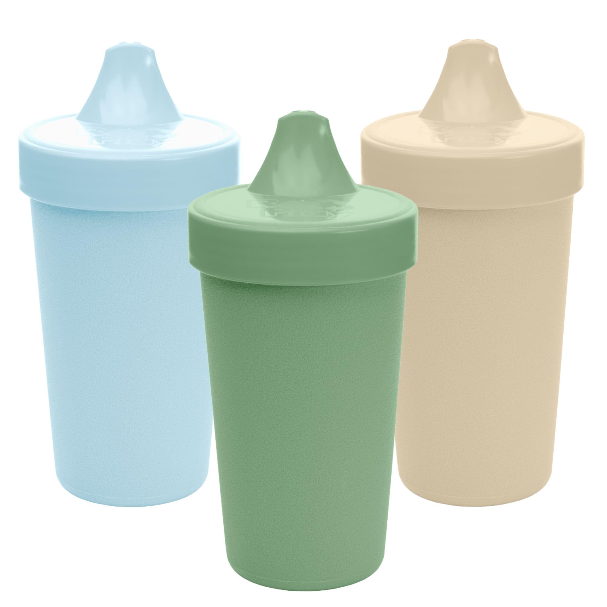 Re-Play Spill-Proof Sippy Cups for Toddlers - Kids Reusable 10 Oz Set of 3, Dishwasher & Microwave Safe, Made in USA, Beach Baby