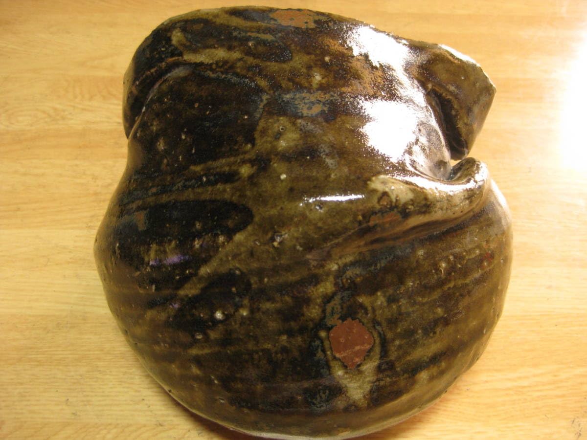 珍品 ひろ窯 藤井敬介・作 習作・飴釉大髑髏像