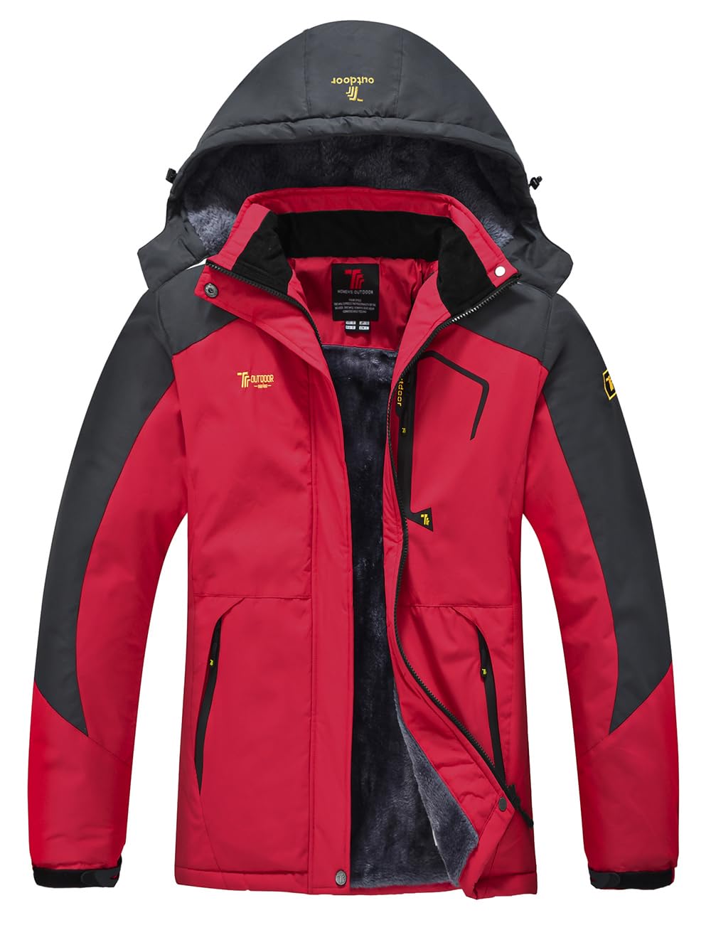 YSENTO Damen Winterjacke Wasserdicht Skijacke Outdoor Softshelljacke Warm Fleecejacke Funktionsjacke mit Abnehmbarer Kapuze