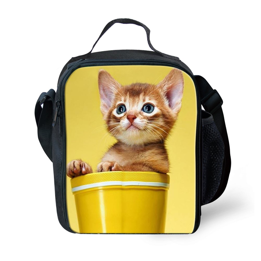 Amzbeauty Cat Lunch Bag for Kids Personalized Cute Print Small Square Lunch Box