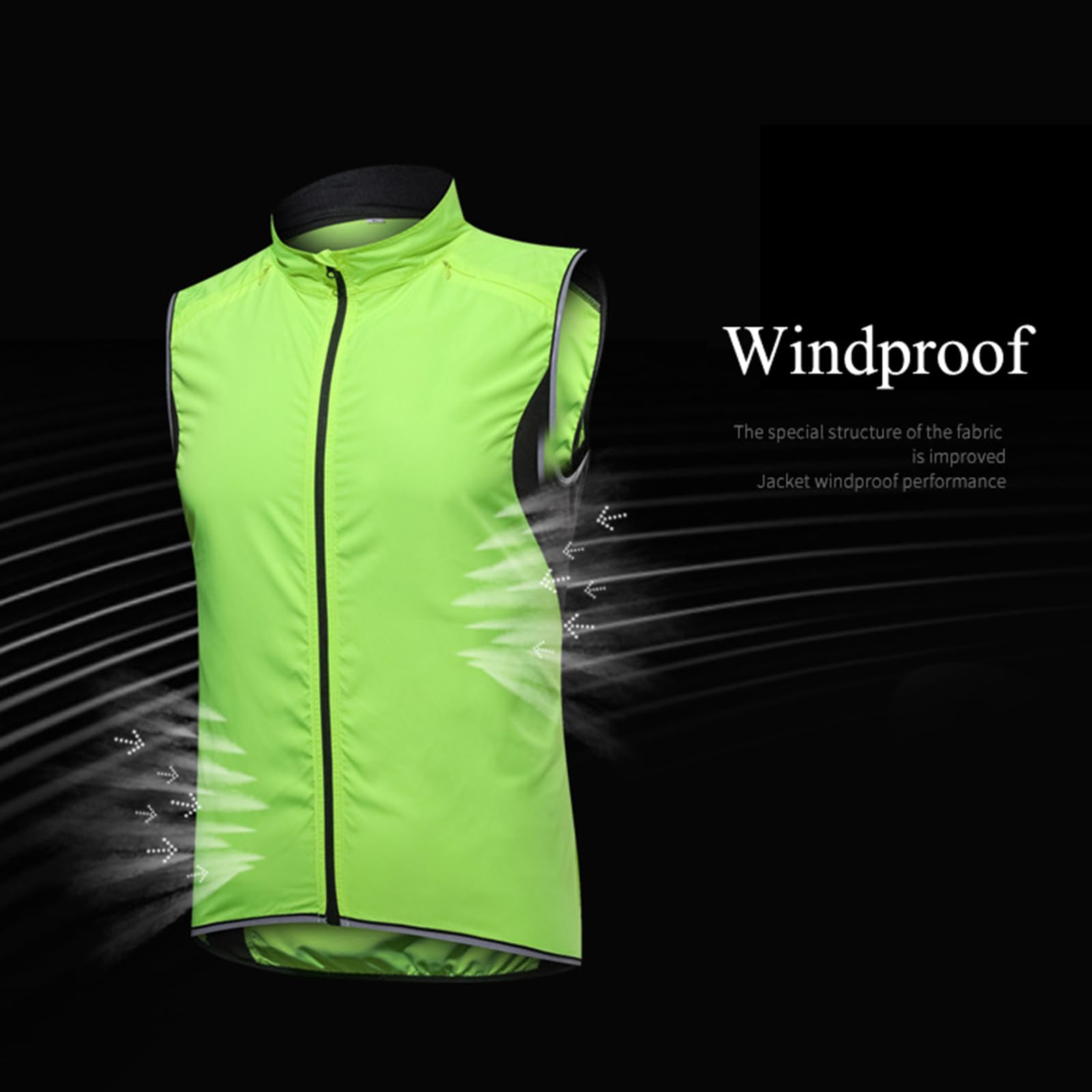 Kamizelka rowerowa unisex Wiatroszczelna kamizelka bez rękawów Lekka, oddychająca kurtka rowerowa Kamizelka Odblaskowa kamizelka rowerowa z 3 kieszeniami do chodzenia i biegania MTB,Black-S
